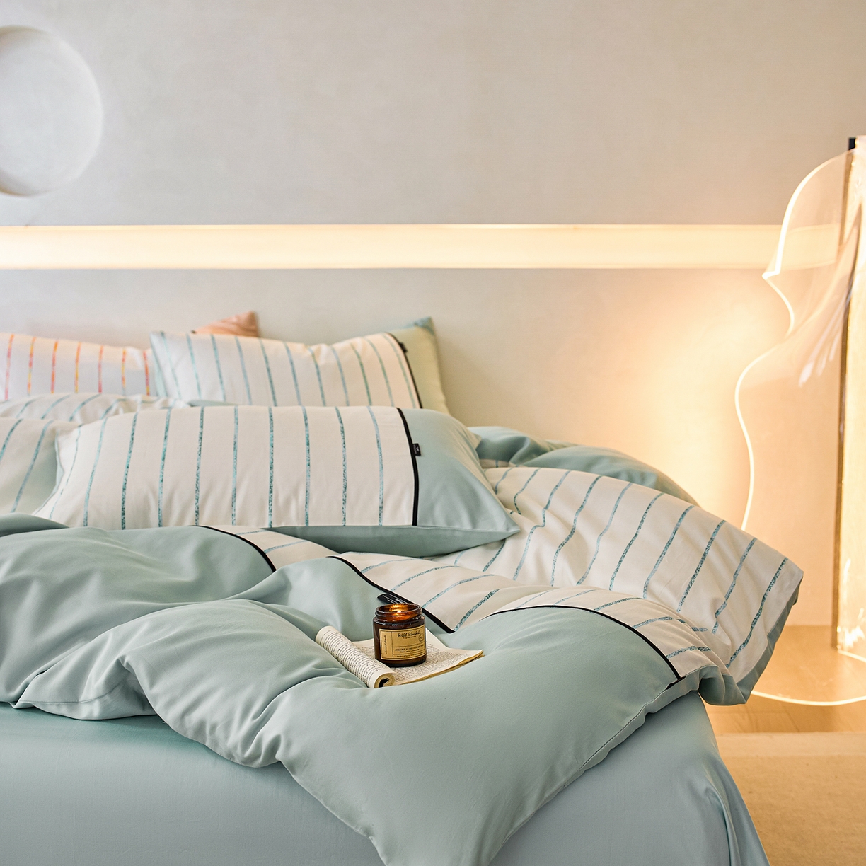 91家纺网 家纺一手货源 找家纺 安莱生活 2025新品天丝棉磨毛（1+1+1>3）暖漾系列四件套 暖漾-蓝