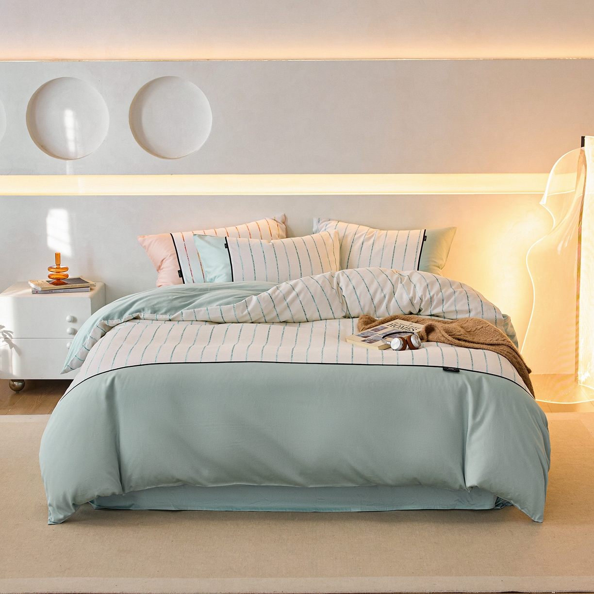 91家纺网 家纺一手货源 找家纺 安莱生活 2025新品天丝棉磨毛（1+1+1>3）暖漾系列四件套 暖漾-蓝