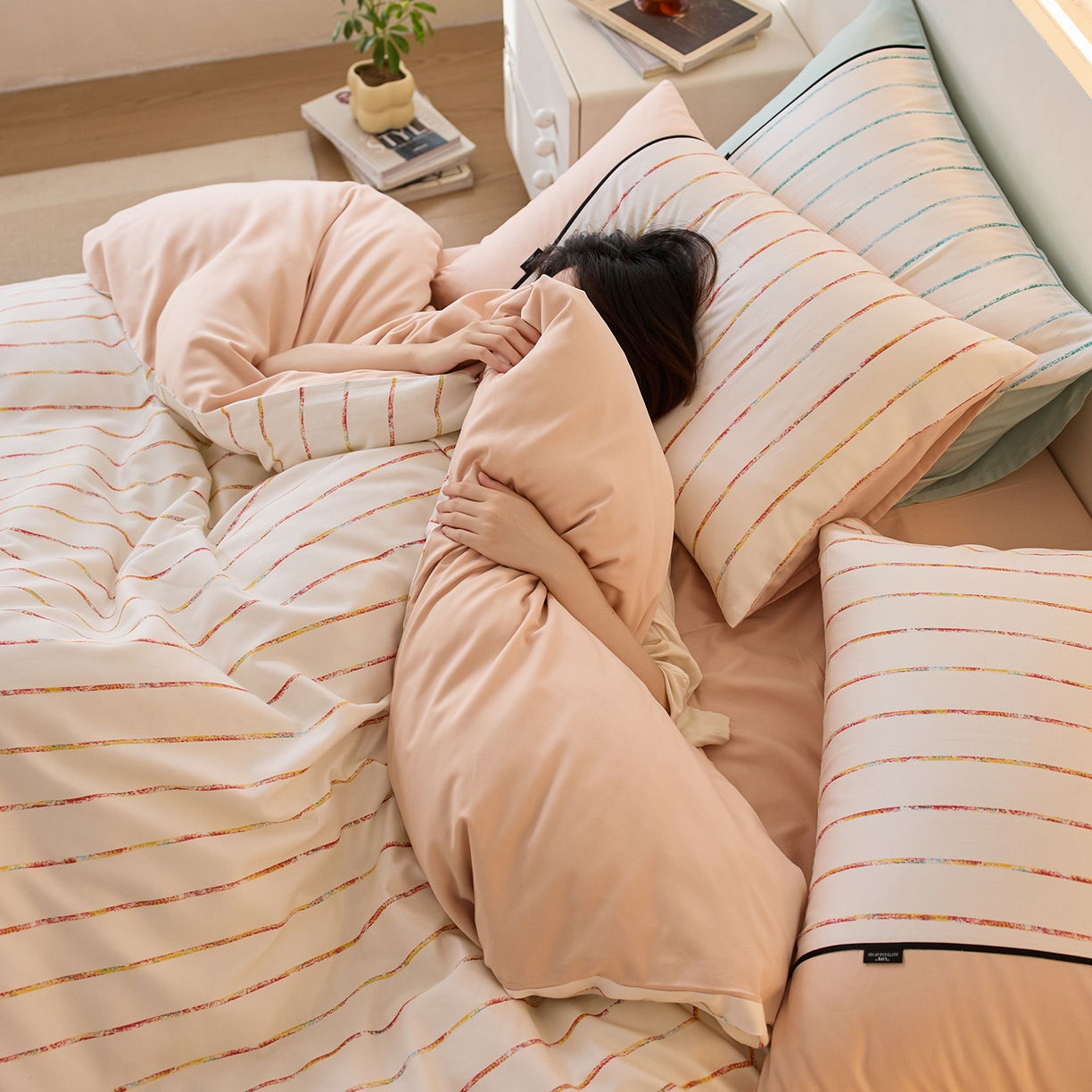 91家纺网 家纺一手货源 找家纺 安莱生活 2025新品天丝棉磨毛（1+1+1>3）暖漾系列四件套 暖漾-粉