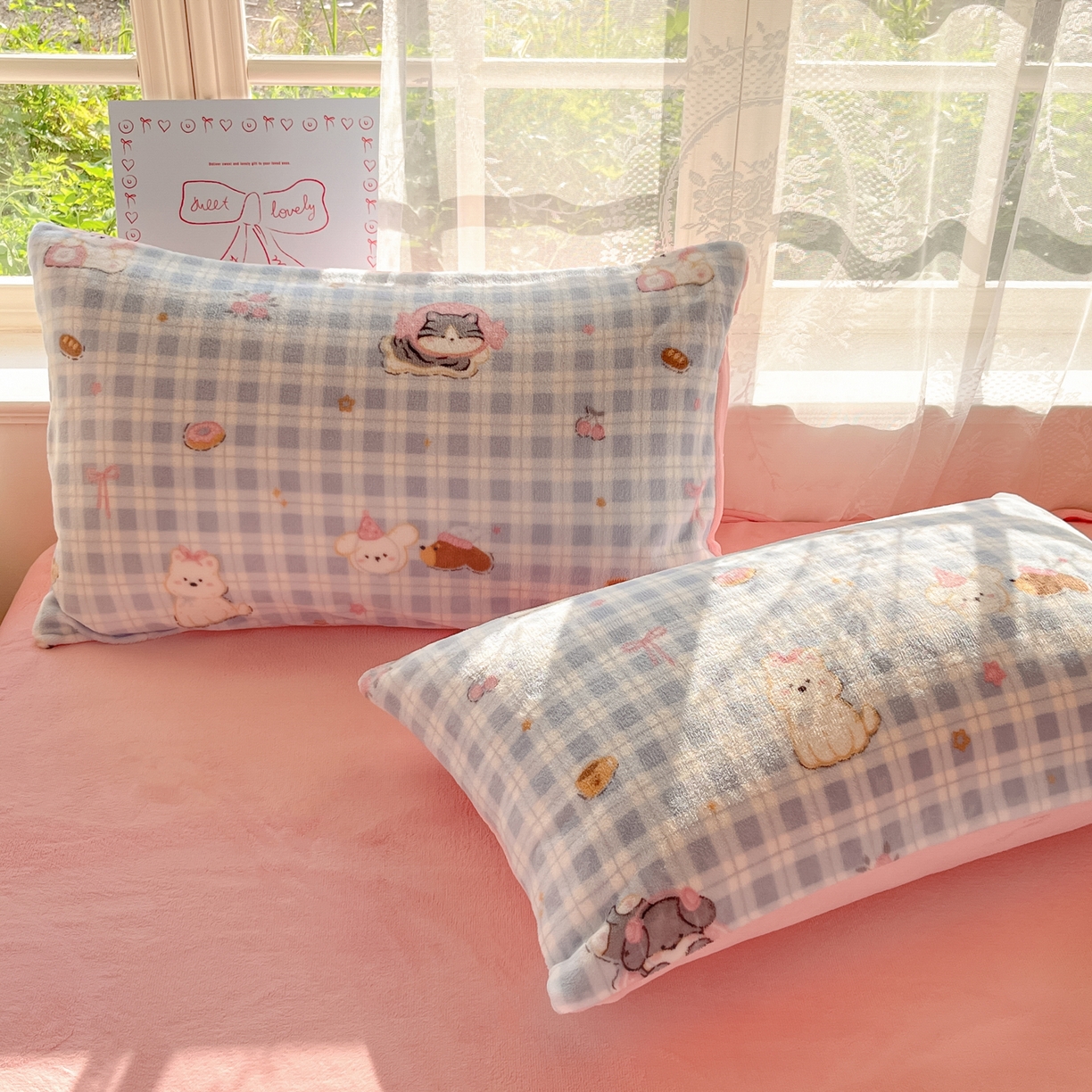 91家纺网 家纺一手货源 找家纺 如一 2025新款高克重卡通印花牛奶绒四件套第三批 蓝格汪