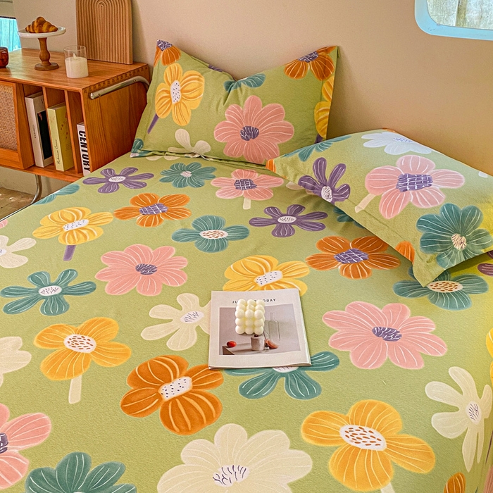 91家纺网 家纺一手货源 找家纺 小叮当家纺仓储工厂店 2025新款（买家秀 不断货）A类全棉纯棉磨毛单床单 床单单件 花骨朵-绿