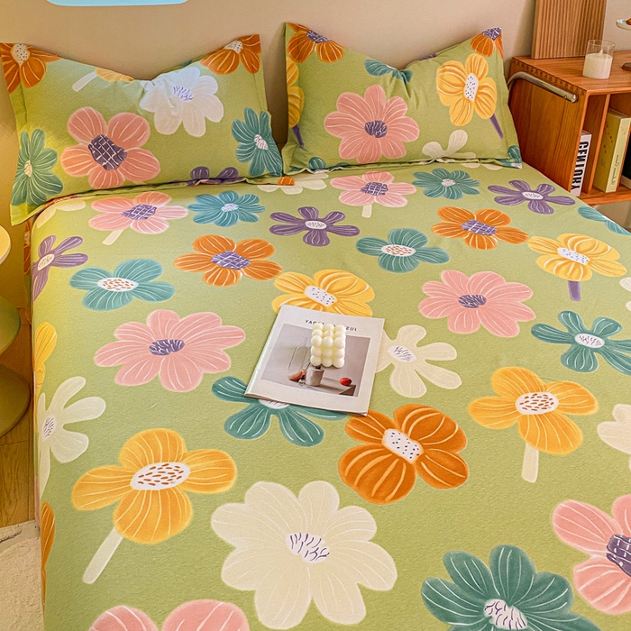 91家纺网 家纺一手货源 找家纺 小叮当家纺仓储工厂店 2025新款（买家秀 不断货）A类全棉纯棉磨毛单床单 床单单件 花骨朵-绿