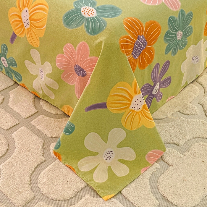 91家纺网 家纺一手货源 找家纺 小叮当家纺仓储工厂店 2025新款（买家秀 不断货）A类全棉纯棉磨毛单床单 床单单件 花骨朵-绿