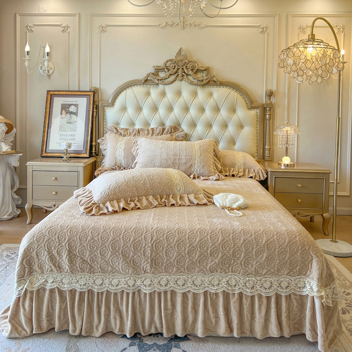 91家纺网 家纺一手货源 找家纺 瑞宝 2025新款全消光牛奶绒床盖四件套-华尔兹 华尔兹-奶茶棕（控价310起 ）