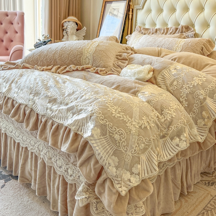 91家纺网 家纺一手货源 找家纺 瑞宝 2025新款全消光牛奶绒床盖四件套-华尔兹 华尔兹-奶茶棕（控价310起 ）