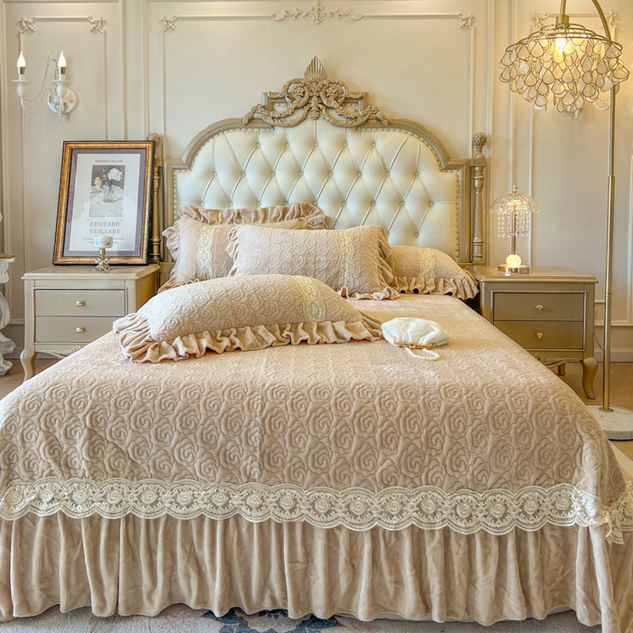 91家纺网 家纺一手货源 找家纺 瑞宝 2025新款全消光牛奶绒床盖四件套-华尔兹 华尔兹-奶茶棕（控价310起 ）