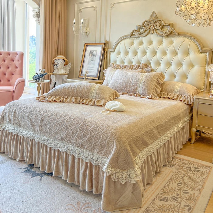 91家纺网 家纺一手货源 找家纺 瑞宝 2025新款全消光牛奶绒床盖四件套-华尔兹 华尔兹-奶茶棕（控价310起 ）