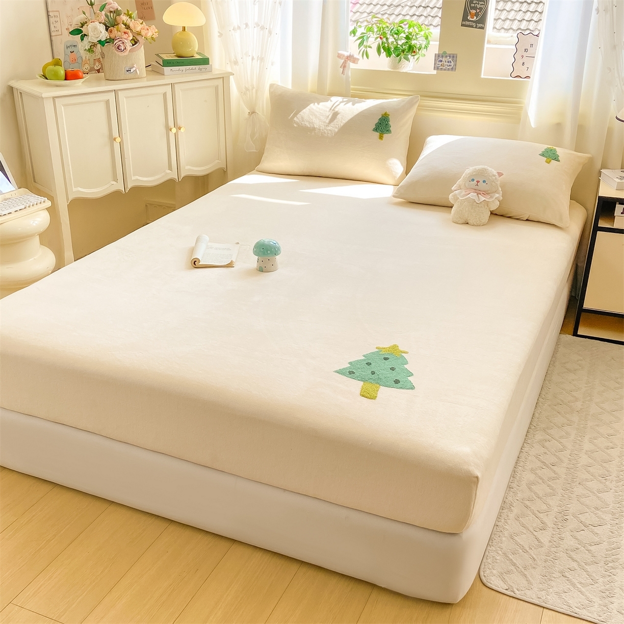 91家纺网 家纺一手货源 找家纺 （总）居眠 2025新款A类单层毛巾绣牛奶绒床笠