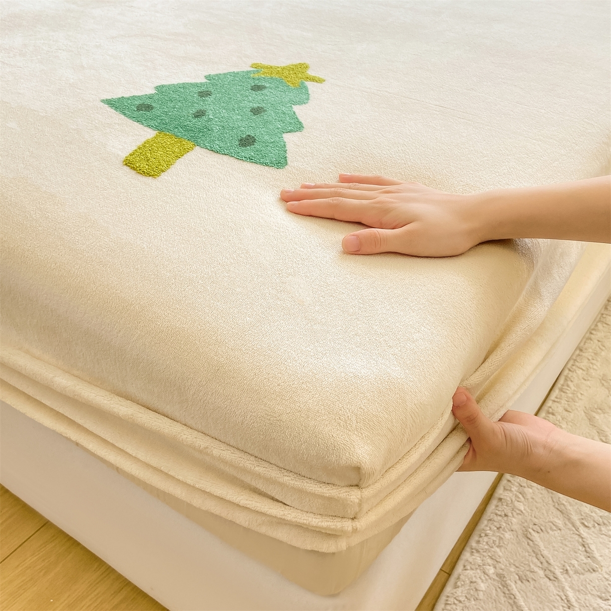 91家纺网 家纺一手货源 找家纺 （总）居眠 2025新款A类单层毛巾绣牛奶绒床笠