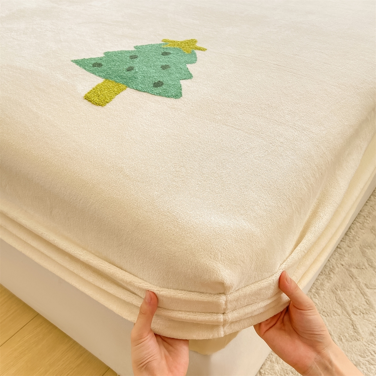 91家纺网 家纺一手货源 找家纺 （总）居眠 2025新款A类单层毛巾绣牛奶绒床笠