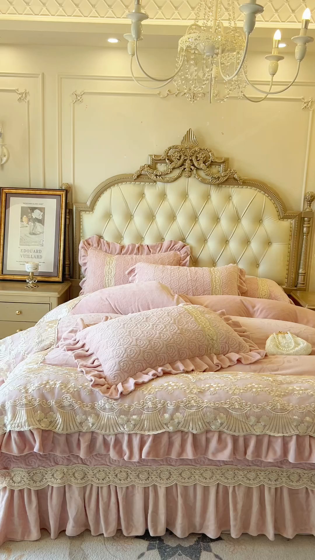 91家纺网 家纺一手货源 找家纺 瑞宝 2025新款全消光牛奶绒床盖四件套-华尔兹 华尔兹-蜜粉（控价310起 ）