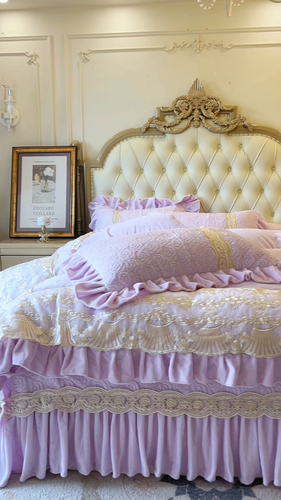 91家纺网 家纺一手货源 找家纺 瑞宝 2025新款全消光牛奶绒床盖四件套-华尔兹 华尔兹-香芋紫（控价310起 ）