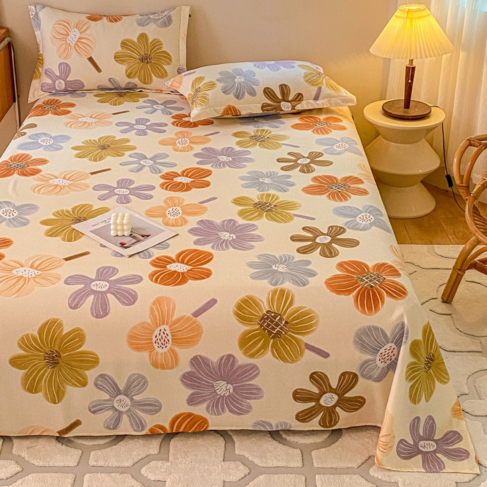 91家纺网 家纺一手货源 找家纺 小叮当家纺仓储工厂店 2025新款（买家秀 不断货）A类全棉纯棉磨毛单床单 床单单件 花骨朵-米