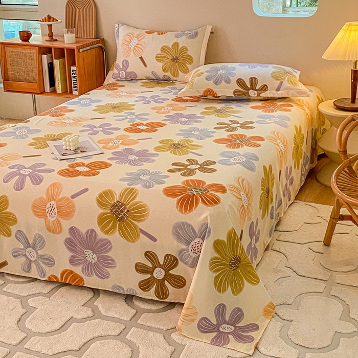 91家纺网 家纺一手货源 找家纺 小叮当家纺仓储工厂店 2025新款（买家秀 不断货）A类全棉纯棉磨毛单床单 床单单件 花骨朵-米