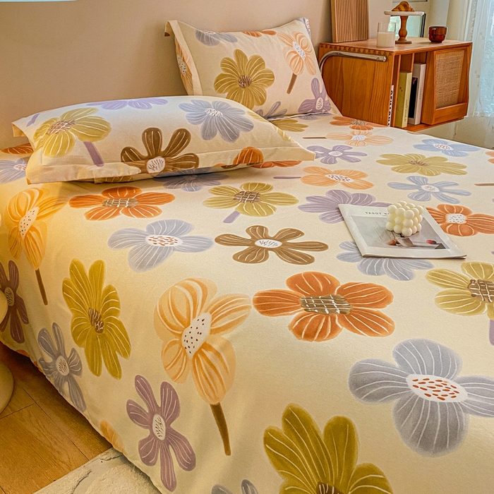 91家纺网 家纺一手货源 找家纺 小叮当家纺仓储工厂店 2025新款（买家秀 不断货）A类全棉纯棉磨毛单床单 床单单件 花骨朵-米