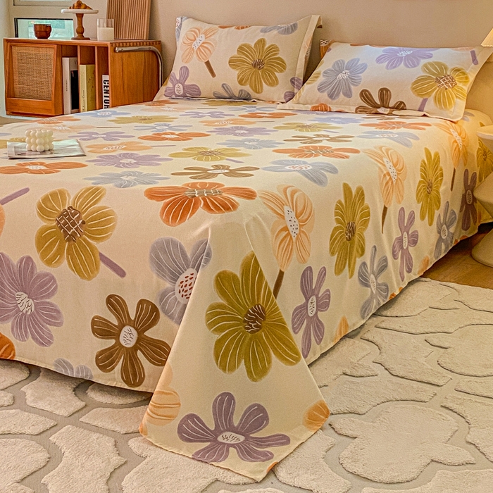 91家纺网 家纺一手货源 找家纺 小叮当家纺仓储工厂店 2025新款（买家秀 不断货）A类全棉纯棉磨毛单床单 床单单件 花骨朵-米