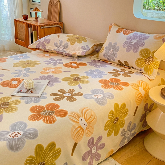 91家纺网 家纺一手货源 找家纺 小叮当家纺仓储工厂店 2025新款（买家秀 不断货）A类全棉纯棉磨毛单床单 床单单件 花骨朵-米