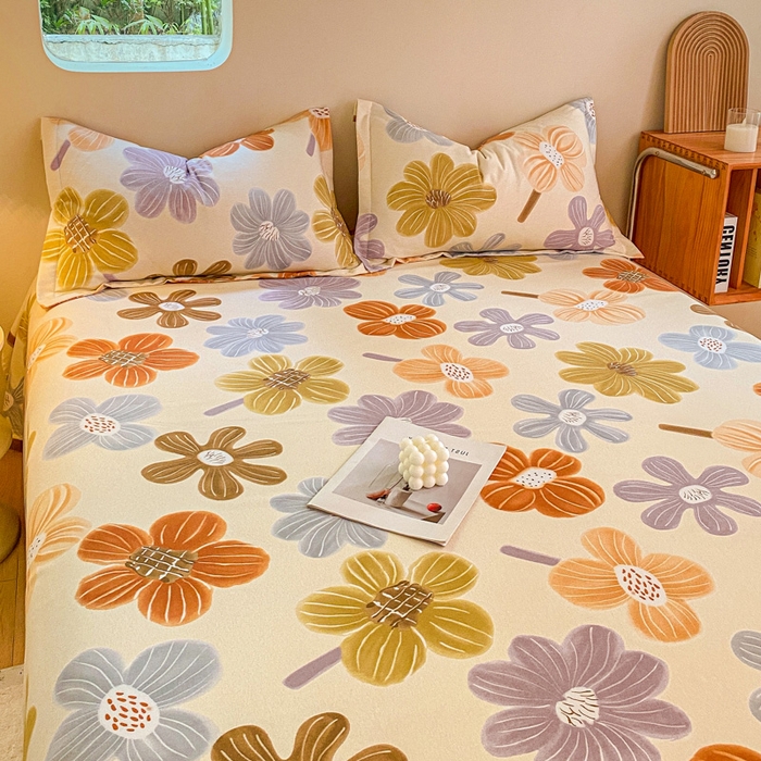 91家纺网 家纺一手货源 找家纺 小叮当家纺仓储工厂店 2025新款（买家秀 不断货）A类全棉纯棉磨毛单床单 床单单件 花骨朵-米