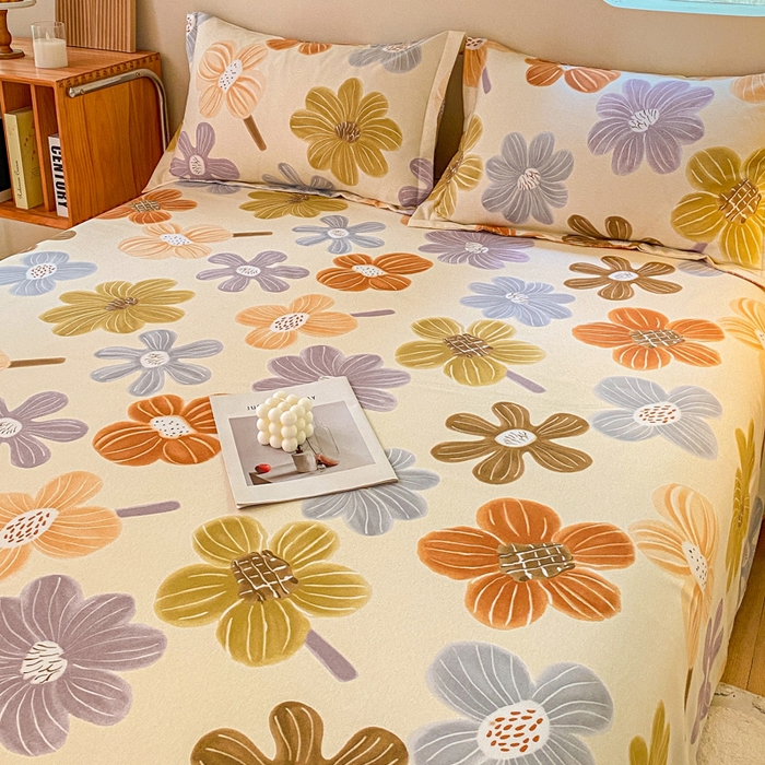 91家纺网 家纺一手货源 找家纺 小叮当家纺仓储工厂店 2025新款（买家秀 不断货）A类全棉纯棉磨毛单床单 床单单件 花骨朵-米