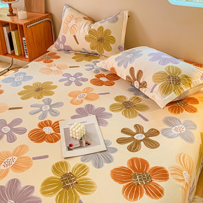 91家纺网 家纺一手货源 找家纺 小叮当家纺仓储工厂店 2025新款（买家秀 不断货）A类全棉纯棉磨毛单床单 床单单件 花骨朵-米