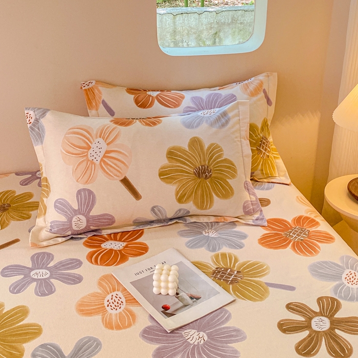 91家纺网 家纺一手货源 找家纺 小叮当家纺仓储工厂店 2025新款（买家秀 不断货）A类全棉纯棉磨毛单床单 床单单件 花骨朵-米