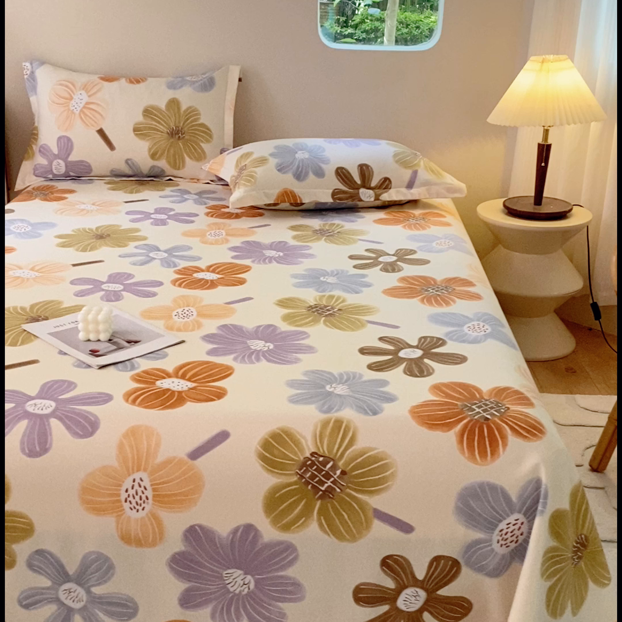 91家纺网 家纺一手货源 找家纺 小叮当家纺仓储工厂店 2025新款（买家秀 不断货）A类全棉纯棉磨毛单床单 床单单件 花骨朵-米