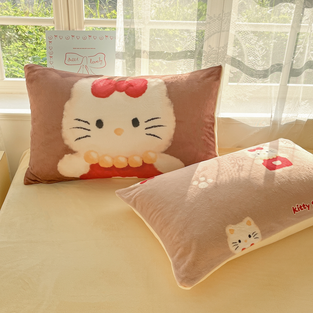 91家纺网 家纺一手货源 找家纺 如一 2025新款高克重卡通印花牛奶绒四件套第三批 猫咪咖