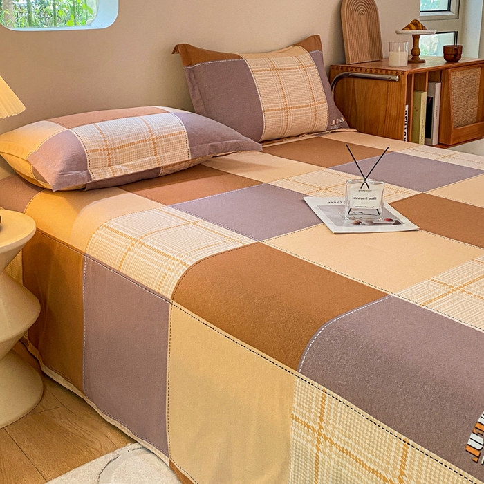 91家纺网 家纺一手货源 找家纺 小叮当家纺仓储工厂店 2025新款（买家秀 不断货）A类全棉纯棉磨毛单床单 床单单件 咖格