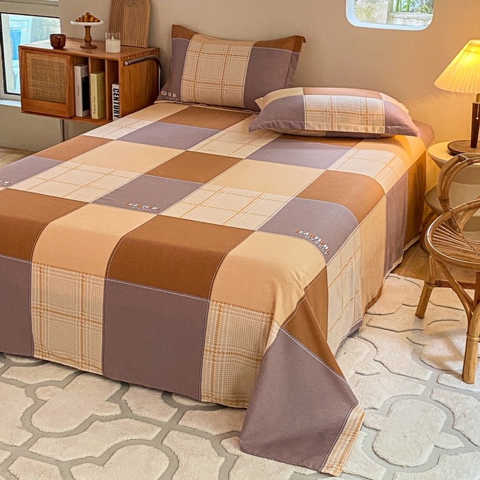 91家纺网 家纺一手货源 找家纺 小叮当家纺仓储工厂店 2025新款（买家秀 不断货）A类全棉纯棉磨毛单床单 床单单件 咖格