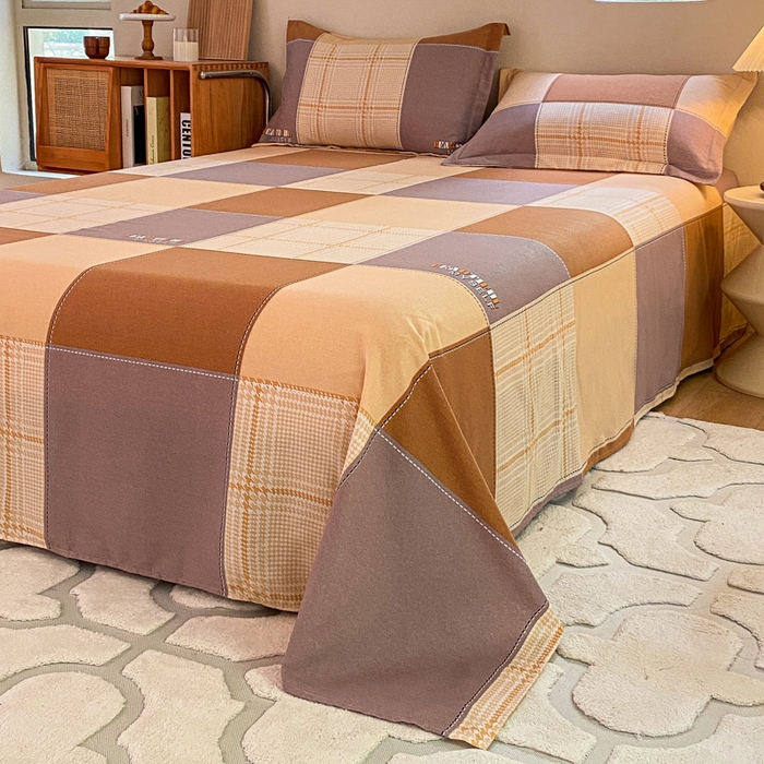 91家纺网 家纺一手货源 找家纺 小叮当家纺仓储工厂店 2025新款（买家秀 不断货）A类全棉纯棉磨毛单床单 床单单件 咖格