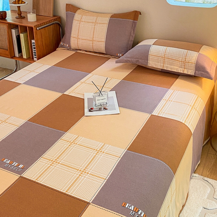 91家纺网 家纺一手货源 找家纺 小叮当家纺仓储工厂店 2025新款（买家秀 不断货）A类全棉纯棉磨毛单床单 床单单件 咖格