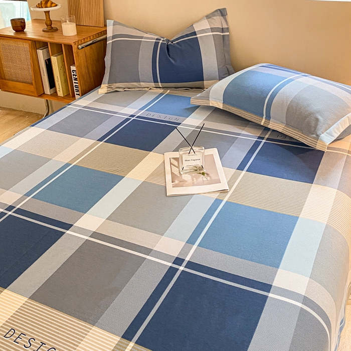 91家纺网 家纺一手货源 找家纺 小叮当家纺仓储工厂店 2025新款（买家秀 不断货）A类全棉纯棉磨毛单床单 床单单件 蓝格子