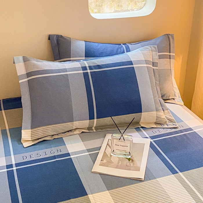 91家纺网 家纺一手货源 找家纺 小叮当家纺仓储工厂店 2025新款（买家秀 不断货）A类全棉纯棉磨毛单床单 床单单件 蓝格子