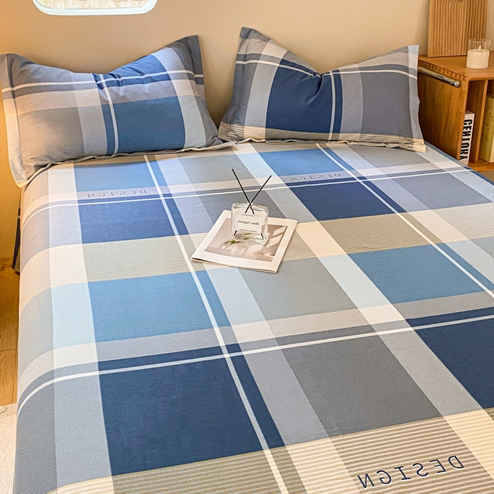 91家纺网 家纺一手货源 找家纺 小叮当家纺仓储工厂店 2025新款（买家秀 不断货）A类全棉纯棉磨毛单床单 床单单件 蓝格子