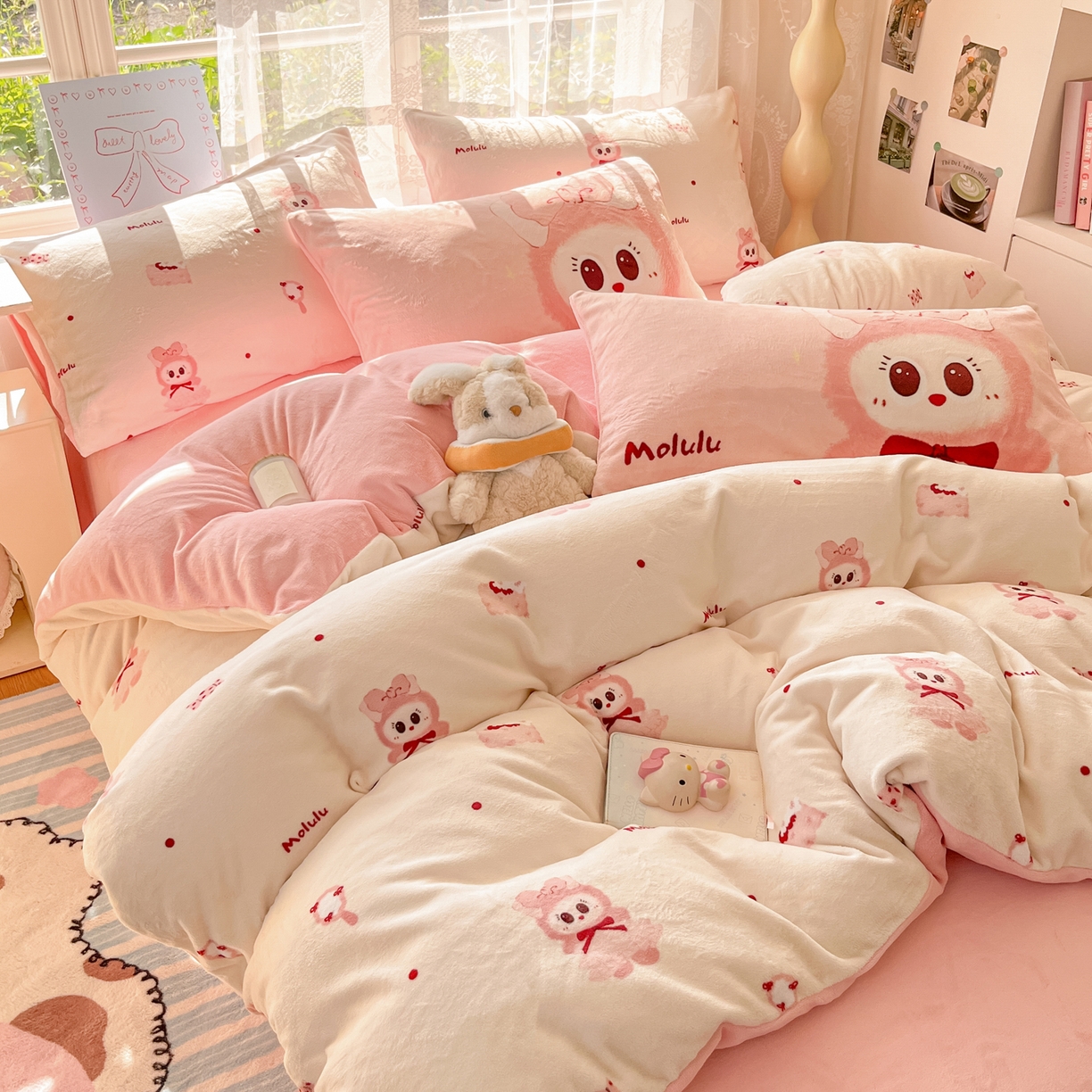 91家纺网 家纺一手货源 找家纺 如一 2025新款高克重卡通印花牛奶绒四件套第三批 莫鲁鲁