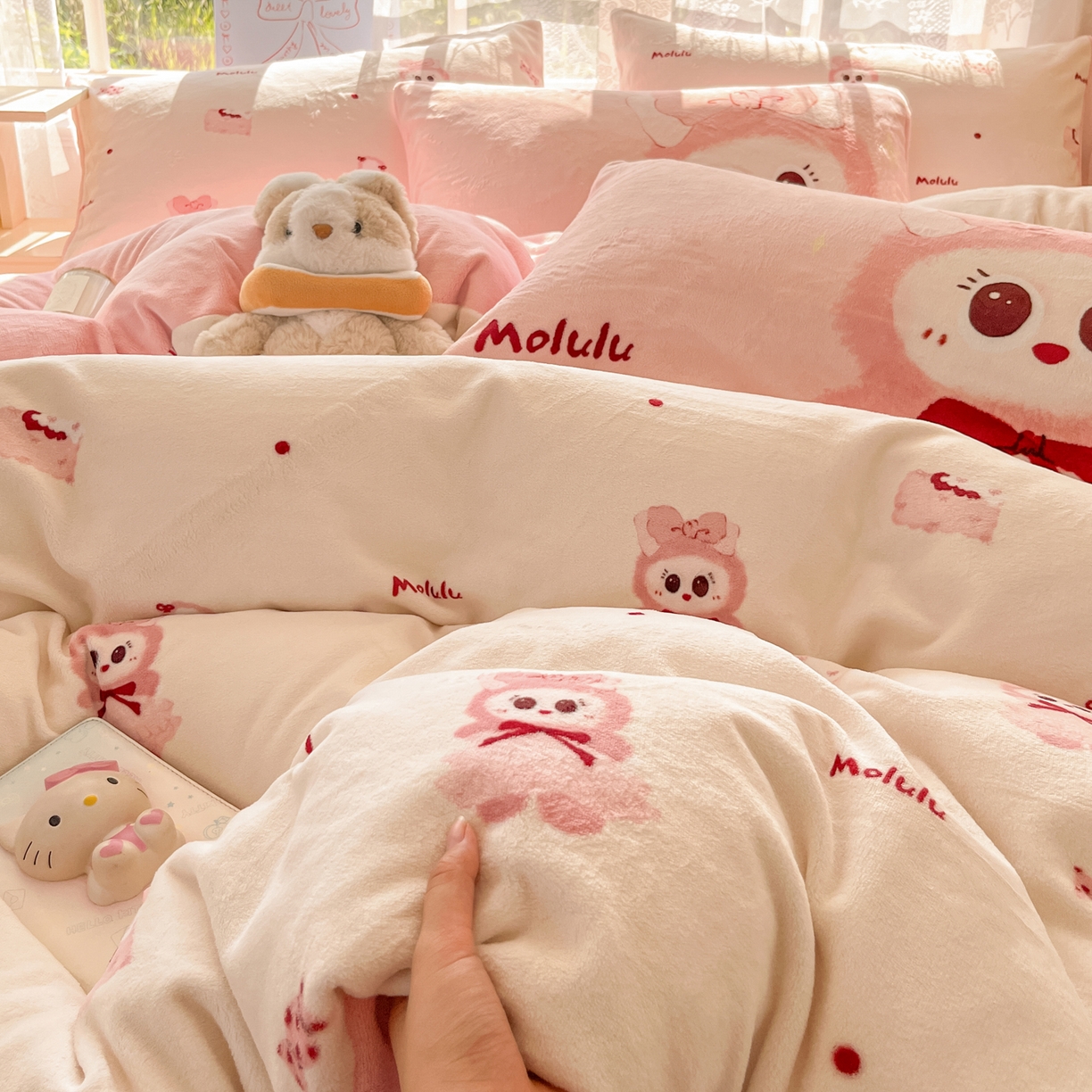 91家纺网 家纺一手货源 找家纺 如一 2025新款高克重卡通印花牛奶绒四件套第三批 莫鲁鲁