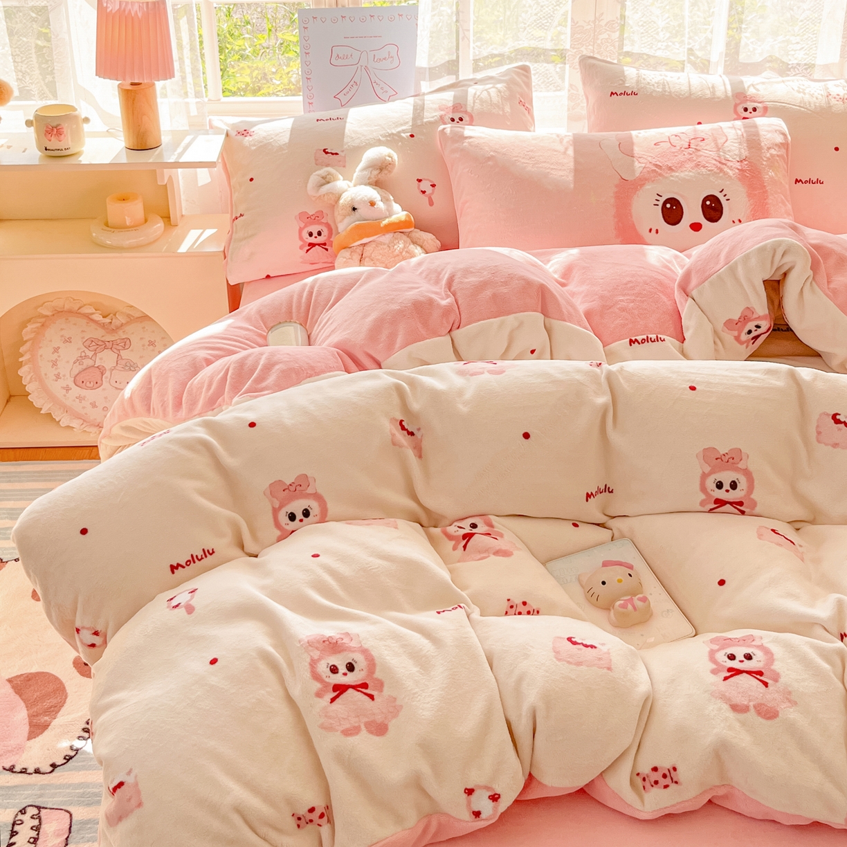 91家纺网 家纺一手货源 找家纺 如一 2025新款高克重卡通印花牛奶绒四件套第三批 莫鲁鲁