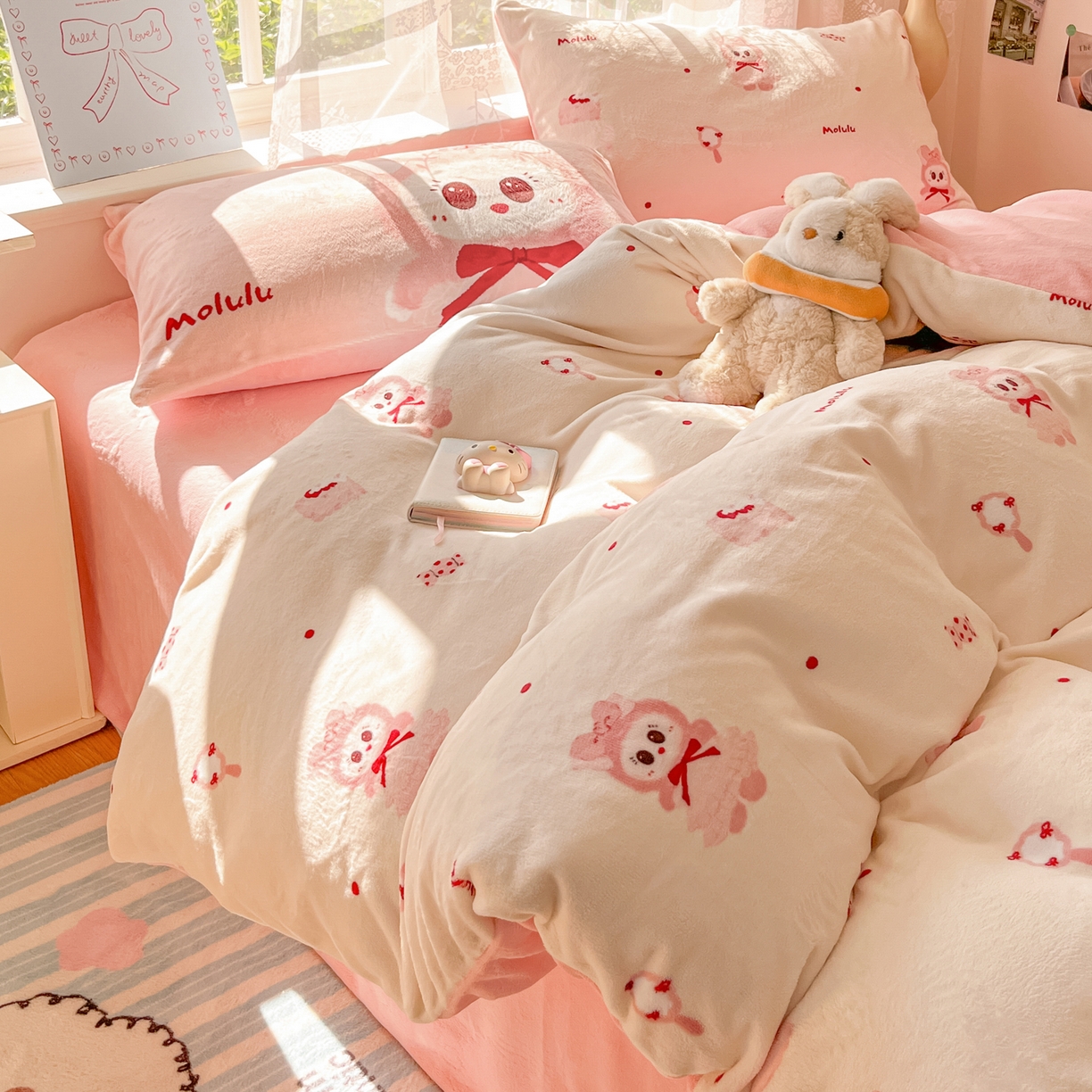 91家纺网 家纺一手货源 找家纺 如一 2025新款高克重卡通印花牛奶绒四件套第三批 莫鲁鲁