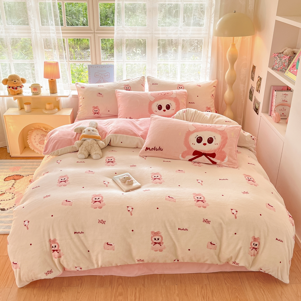 91家纺网 家纺一手货源 找家纺 如一 2025新款高克重卡通印花牛奶绒四件套第三批 莫鲁鲁