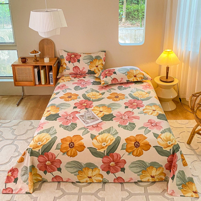 小叮当家纺仓储工厂店 2025新款（买家秀 不断货）A类全棉纯棉磨毛单床单 床单单件 浪漫花语