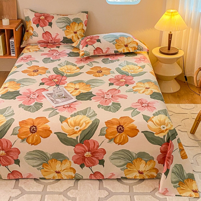 91家纺网 家纺一手货源 找家纺 小叮当家纺仓储工厂店 2025新款（买家秀 不断货）A类全棉纯棉磨毛单床单 床单单件 浪漫花语