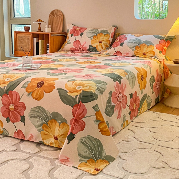 91家纺网 家纺一手货源 找家纺 小叮当家纺仓储工厂店 2025新款（买家秀 不断货）A类全棉纯棉磨毛单床单 床单单件 浪漫花语