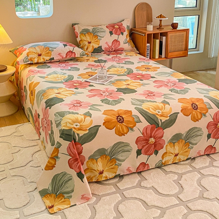 91家纺网 家纺一手货源 找家纺 小叮当家纺仓储工厂店 2025新款（买家秀 不断货）A类全棉纯棉磨毛单床单 床单单件 浪漫花语