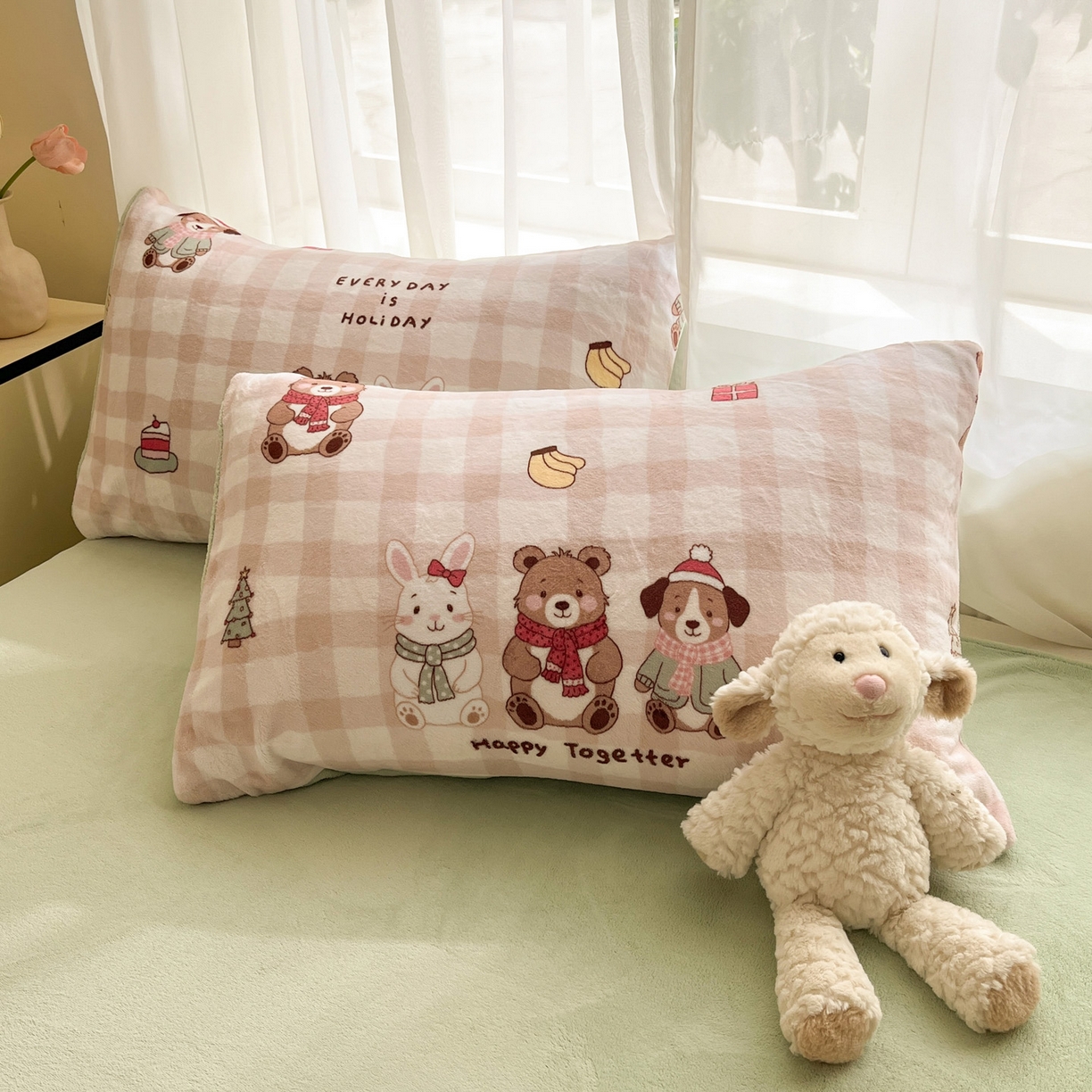 91家纺网 家纺一手货源 找家纺 如一 2025新款高克重卡通印花牛奶绒四件套第三批 圣诞日