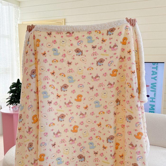 91家纺网 家纺一手货源 找家纺 （总）澜妃 2025新款可爱系新款牛奶绒羊羔绒多功能毛毯毛毯毯子-奶盖