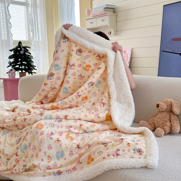 91家纺网 家纺一手货源 找家纺 （总）澜妃 2025新款可爱系新款牛奶绒羊羔绒多功能毛毯毛毯毯子-奶盖