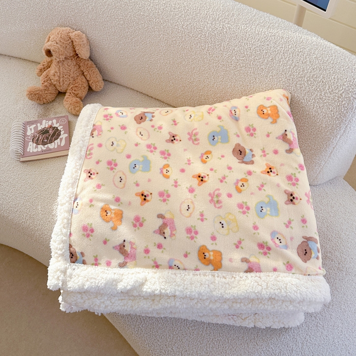 91家纺网 家纺一手货源 找家纺 （总）澜妃 2025新款可爱系新款牛奶绒羊羔绒多功能毛毯毛毯毯子-奶盖