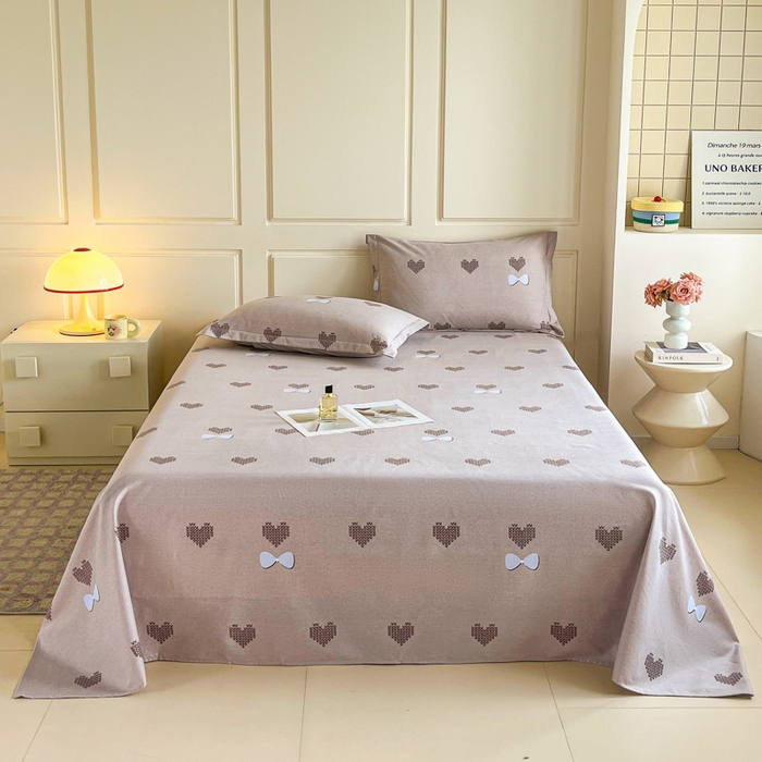 小叮当家纺仓储工厂店 2025新款（买家秀 不断货）A类全棉纯棉磨毛单床单 床单单件 乐高爱心