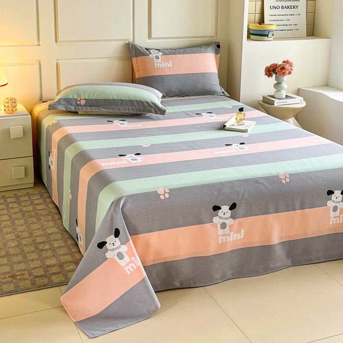 91家纺网 家纺一手货源 找家纺 小叮当家纺仓储工厂店 2025新款（买家秀 不断货）A类全棉纯棉磨毛单床单 床单单件 迷你狗