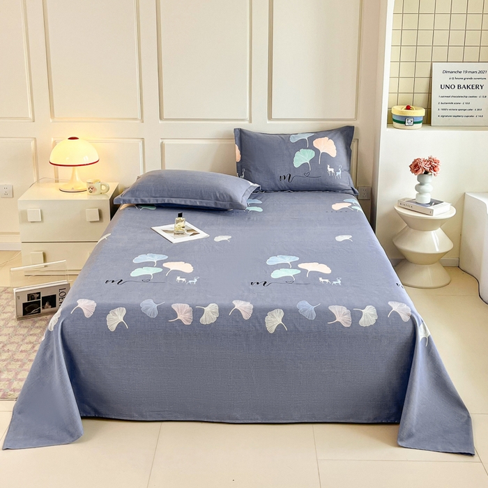 小叮当家纺仓储工厂店 2025新款（买家秀 不断货）A类全棉纯棉磨毛单床单 床单单件 七彩银杏